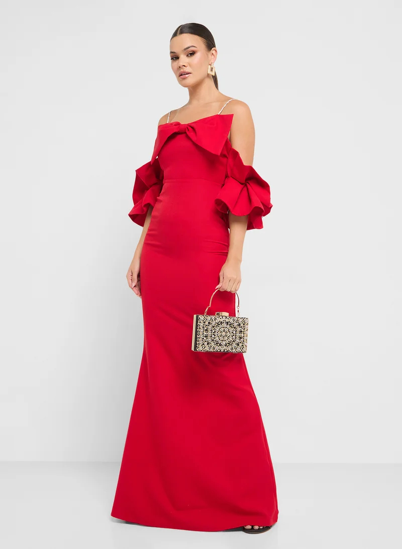 Ella Limited Edition Bow Shoulder Gown Dress