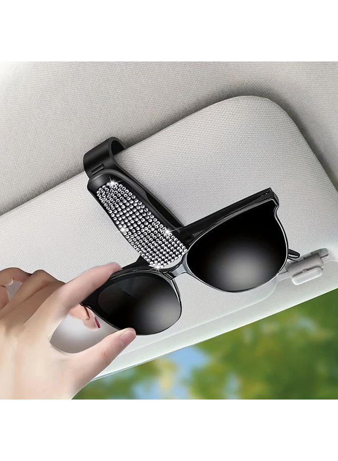 1pc Sparkling Rhinestone Car Sun Visor Clip Multifunctional Fashion Glasses Holder Vehicle Interior Accessories Colorful - Image 3