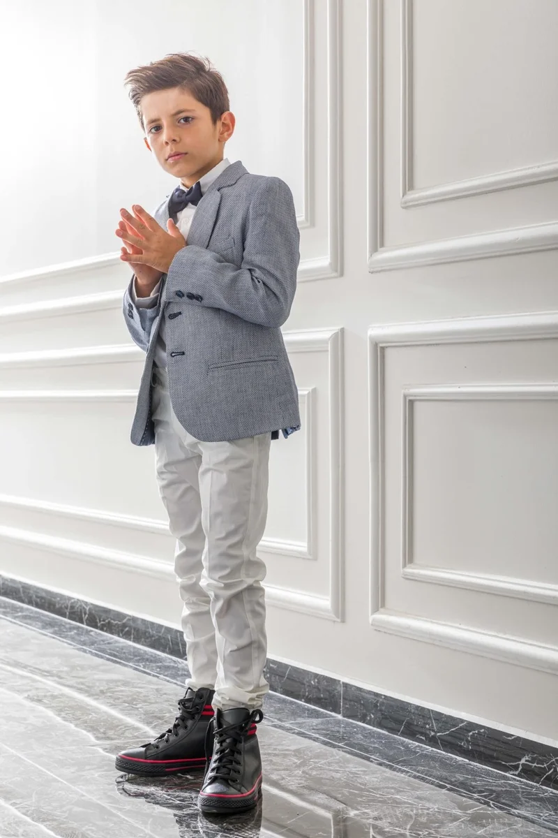 نكساكتيف Jacket Shirt Trousers Bow Tie 4-Piece Children's Youth Suit Graduation Prom Festive Wedding Groom Set NX-5023