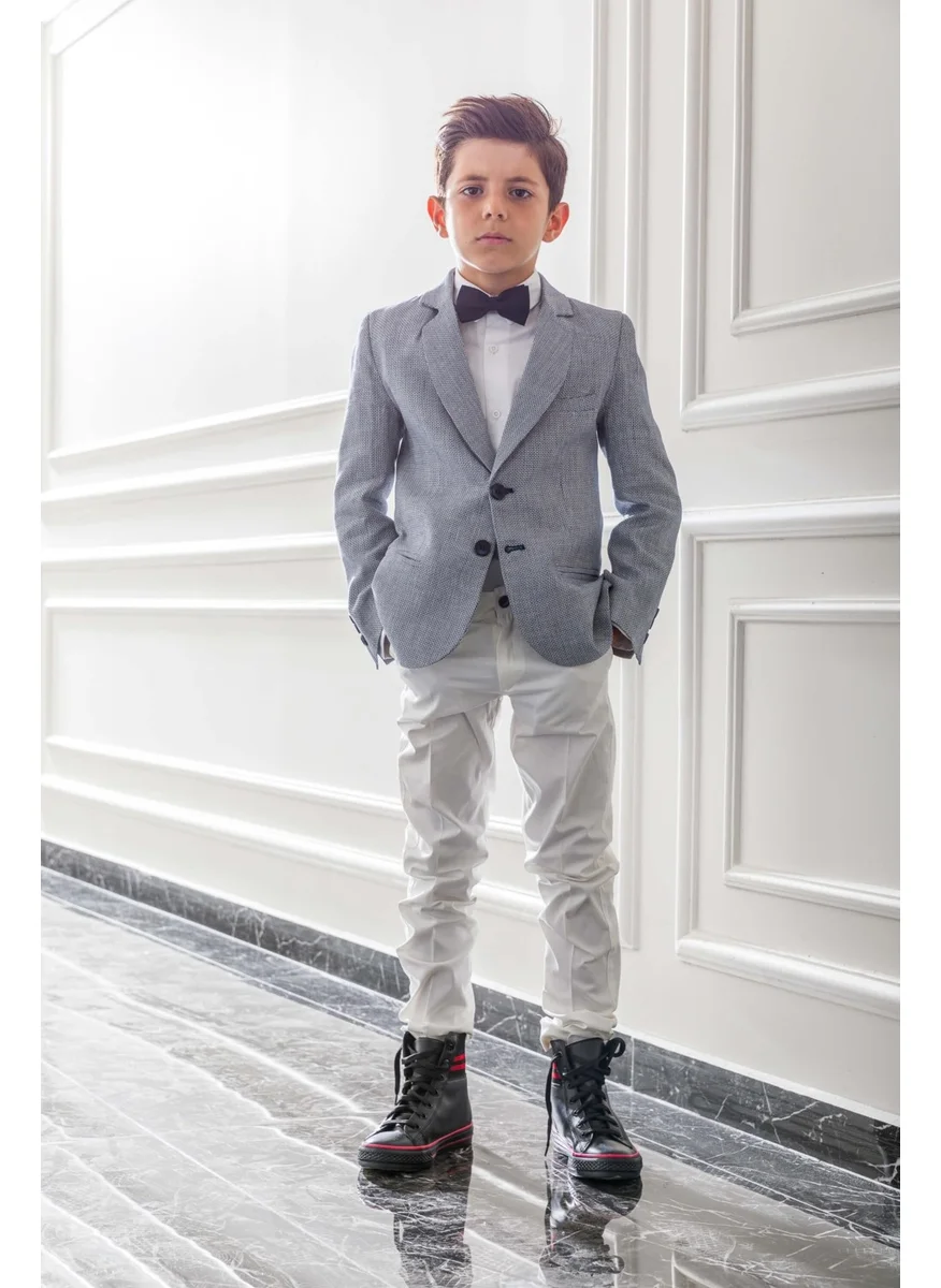 Nexactive Jacket Shirt Trousers Bow Tie 4-Piece Children's Youth Suit Graduation Prom Festive Wedding Groom Set NX-5023