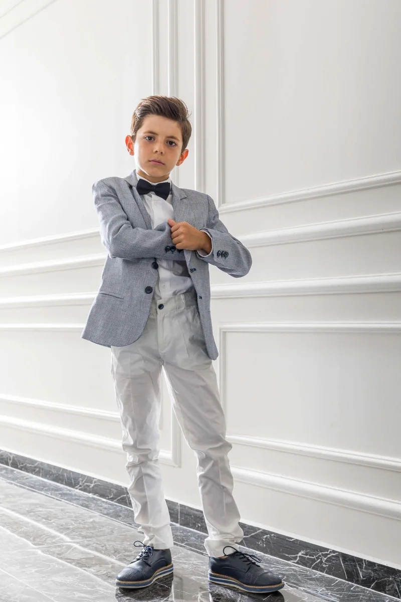 نكساكتيف Jacket Shirt Trousers Bow Tie 4-Piece Children's Youth Suit Graduation Prom Festive Wedding Groom Set NX-5023