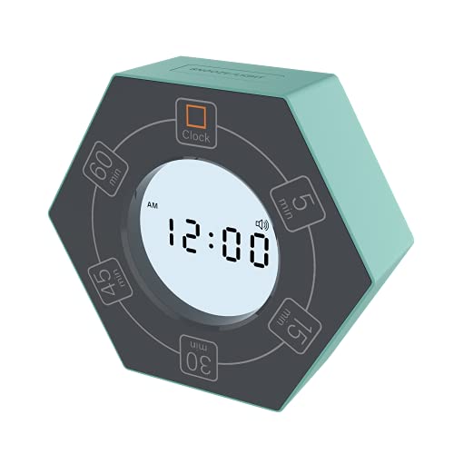 Znewtech Home & Office Timer with Clock, 5,15, 30, 45, 60 Minute Preset Countdown Timer, Easy-to-Use Time Management Tool (Cyan) - Image 1