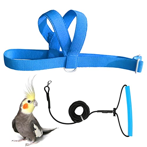 VANTRONIK VANFAVORI Adjustable Bird Harness with 80 Inch Leash,Outdoor Flying Training Rope Kit for Bird Parrots Cockatiel S Size Weight 70-120 Grams,Blue - Image 5