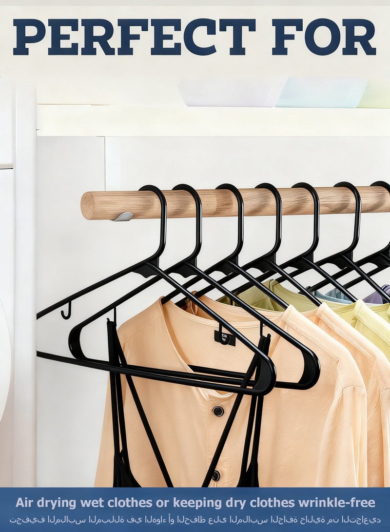 WEMART Plastic Hangers 50 Pack Durable & Strong Closet Organizers, Plastic Clothes Hangers with Built-in Hooks, Ideal Apartment or Dorm Room Essentials Space Saving Clothes Hanger for Coat, Shirt, Dress, Pants, Tie, Black - Image 3