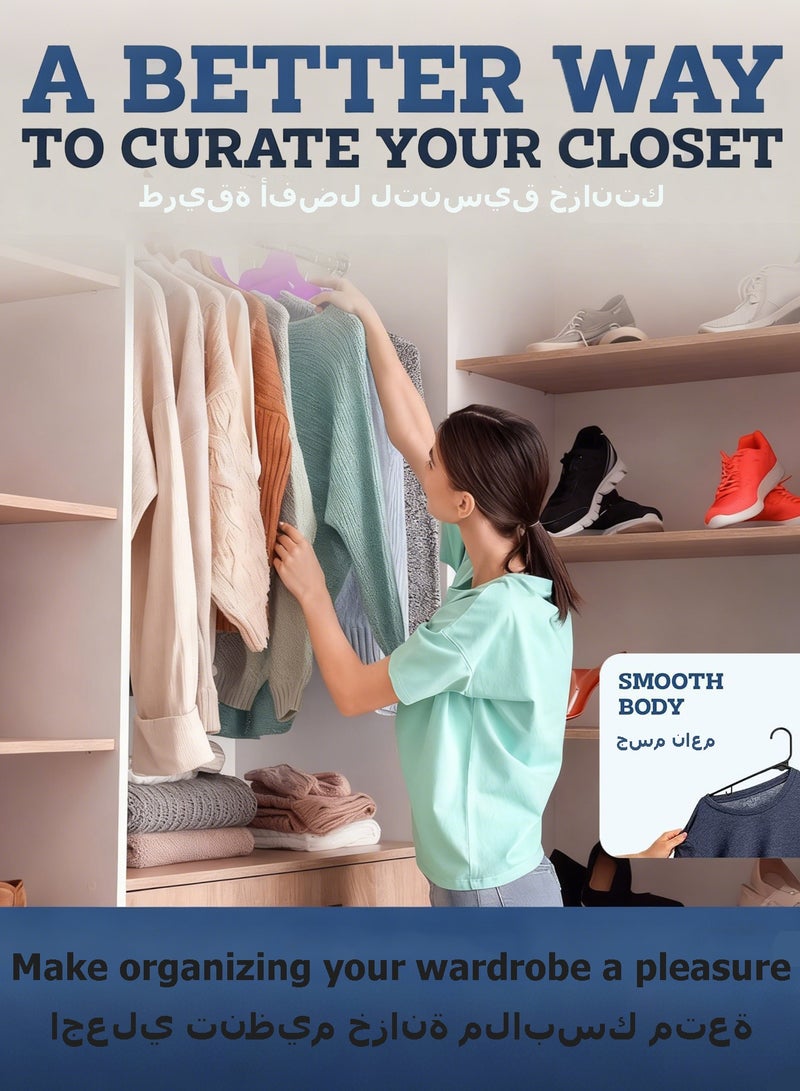 WEMART Plastic Hangers 50 Pack Durable & Strong Closet Organizers, Plastic Clothes Hangers with Built-in Hooks, Ideal Apartment or Dorm Room Essentials Space Saving Clothes Hanger for Coat, Shirt, Dress, Pants, Tie, Black - Image 5