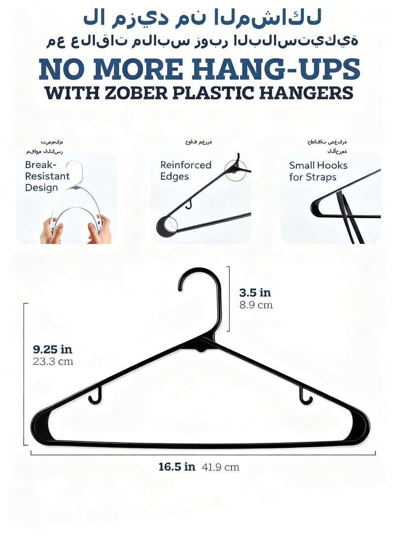 WEMART Plastic Hangers 50 Pack Durable & Strong Closet Organizers, Plastic Clothes Hangers with Built-in Hooks, Ideal Apartment or Dorm Room Essentials Space Saving Clothes Hanger for Coat, Shirt, Dress, Pants, Tie, Black - Image 2