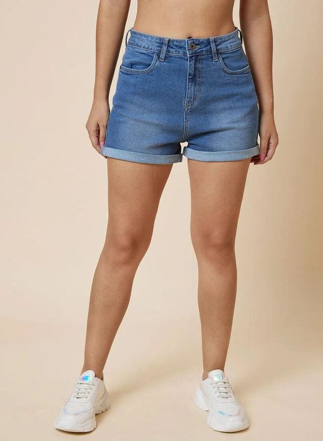 globus Blue Regular Fit Denim Shorts