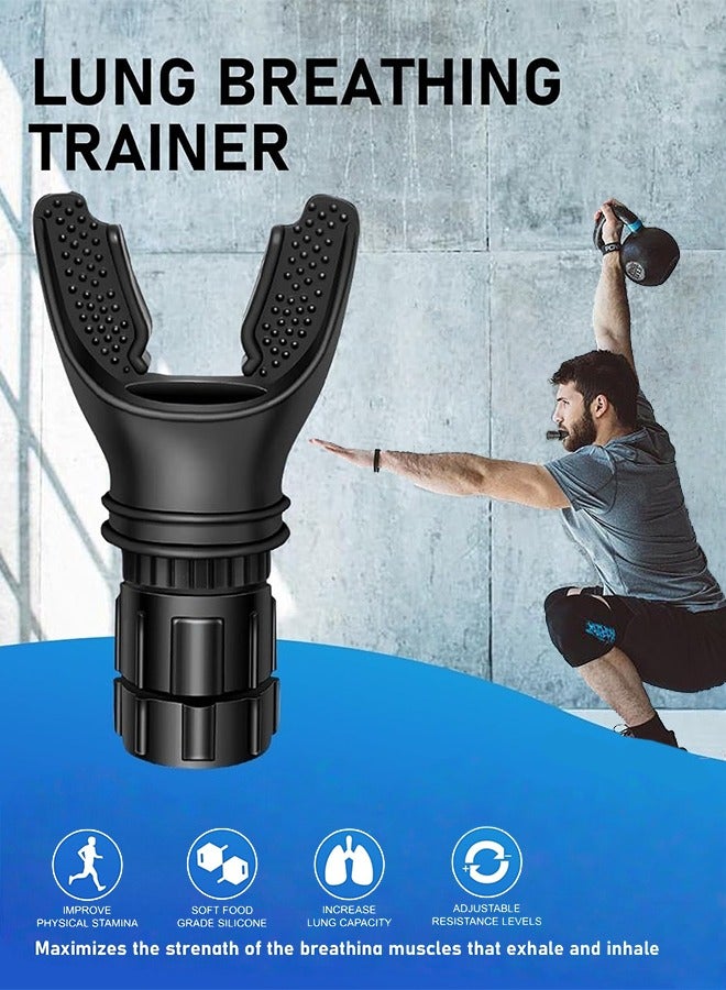 متجر الفرح جهاز تمرين تنفس محمول للرئتين، مدرب تنفس مع مقاومة قابلة للتعديل، مدرب رئة مصنوع من السيليكون عالي الجودة، يحسن قدرة التنفس والقدرة على التحمل، سهل التنظيف والاستخدام - Image 3