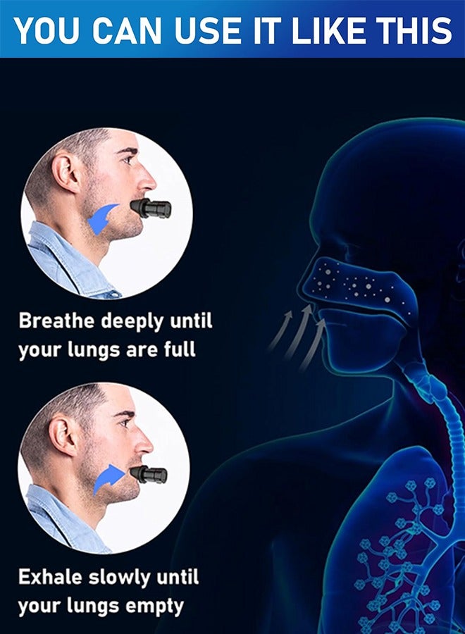 متجر الفرح جهاز تمرين تنفس محمول للرئتين، مدرب تنفس مع مقاومة قابلة للتعديل، مدرب رئة مصنوع من السيليكون عالي الجودة، يحسن قدرة التنفس والقدرة على التحمل، سهل التنظيف والاستخدام - Image 5