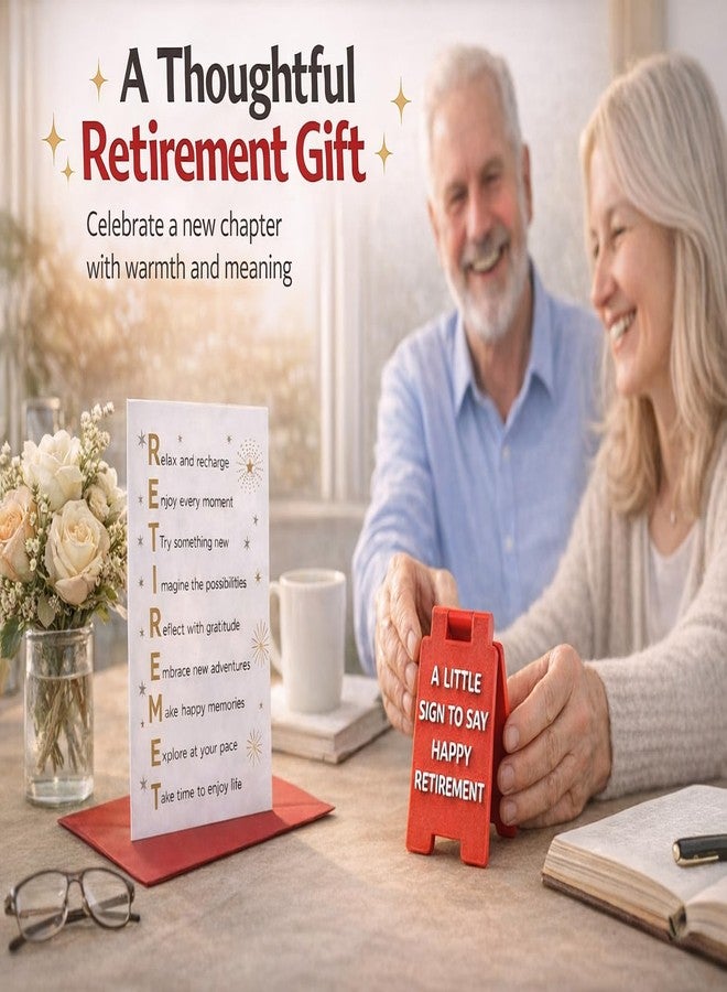 Fun-Plus Retirement Card with Mini Desk Sign – 2-in-1 Retirement Greeting Card & Keepsake Set – Uplifting 7x4.75” Farewell Card for Woman & Man – Small Retirement Gift & Gift Basket Filler Memento - Image 2