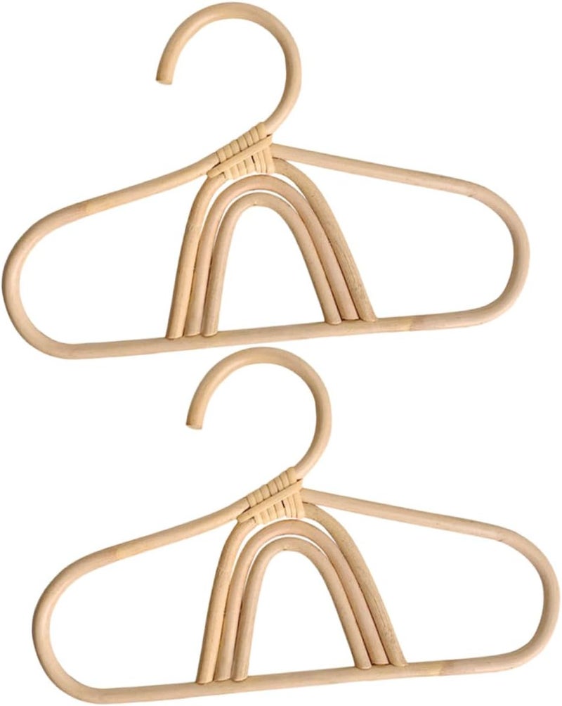 2pcs Rattan Clothes Hangers Decorative Small Clothes Organizer for Nursery and Closet Smooth Non-Scratch Design for Delicate Garments - Image 1