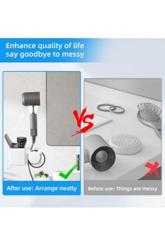Y&D Hair Dryer Holder, Bathroom Wall Mount Care and Styling Storage Basket for Dryer, Flat Iron, Curling Wand, Straightener Brushes, White  - Image 3