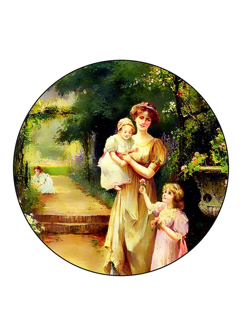 RKN Vintage Art Printed Mouse Pad  Round  Multicolour