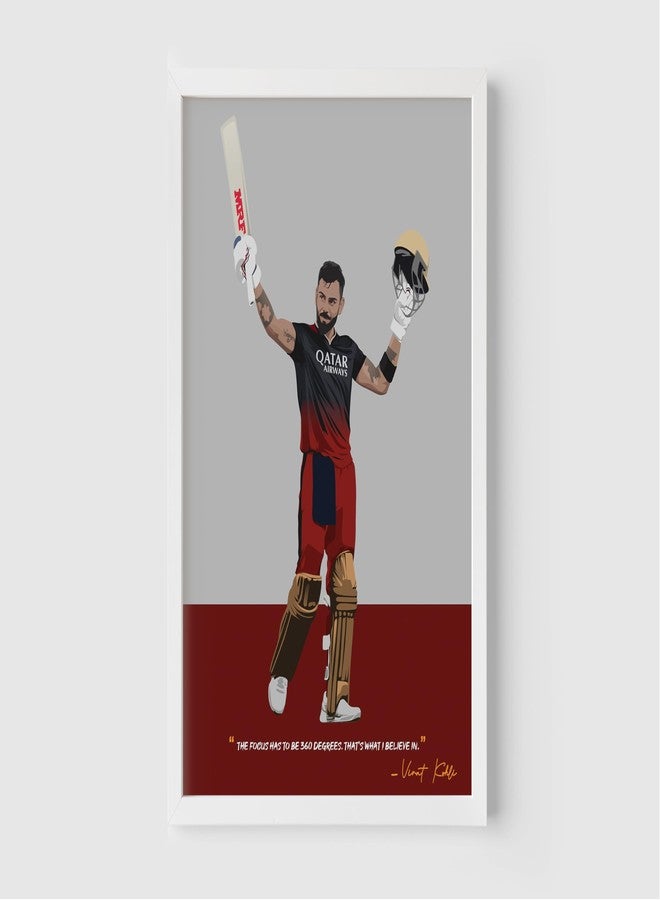 QUOTE - UNQUOTE ART Virat Kohli RCB Framed Poster, Cricket Wall Art, 13x17 inches - White Frame - Image 2