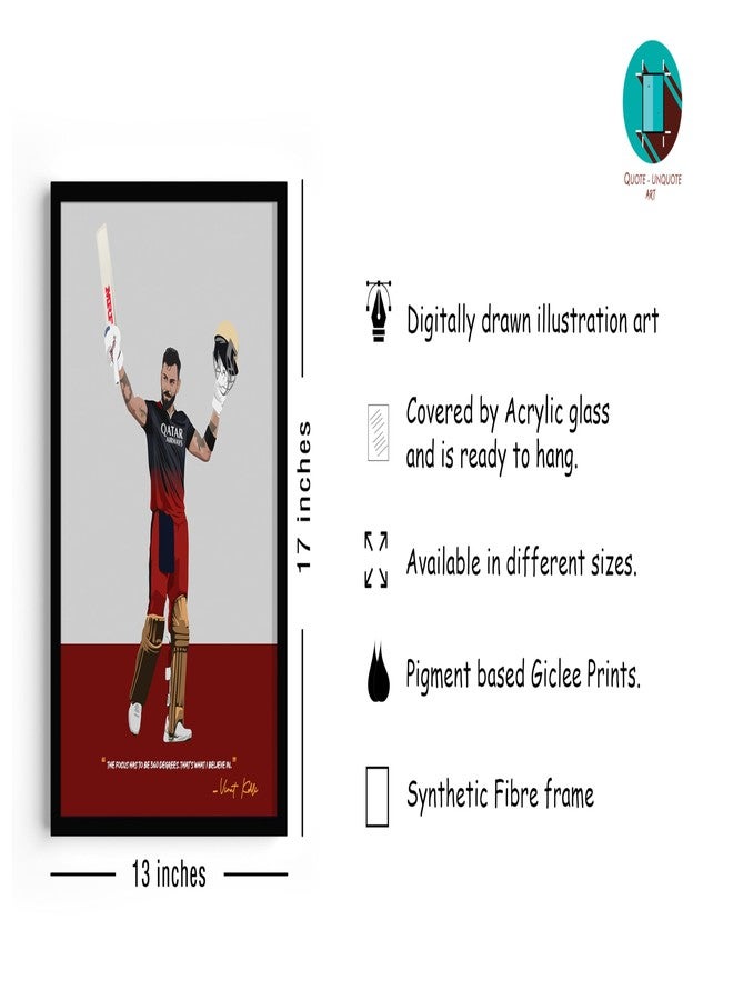 QUOTE - UNQUOTE ART Virat Kohli RCB Framed Poster, Cricket Wall Art, 13x17 inches - White Frame - Image 5