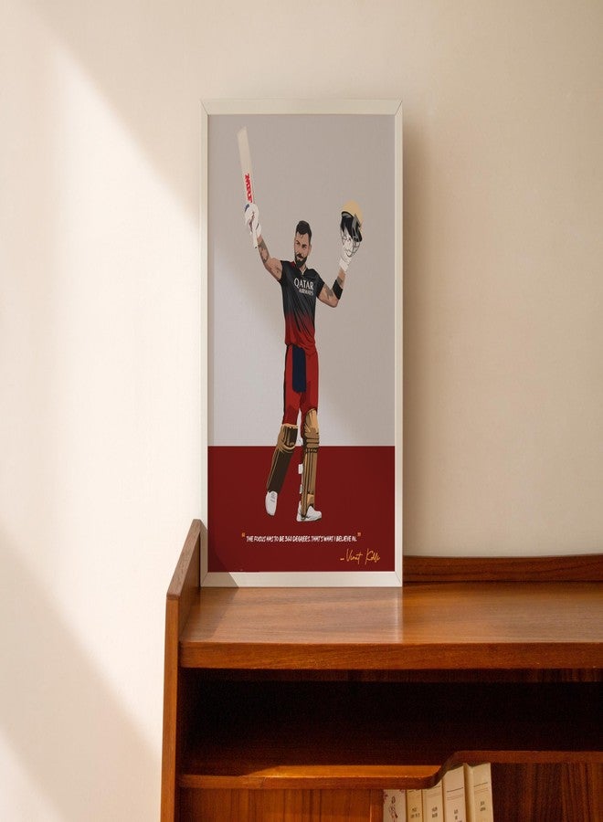 QUOTE - UNQUOTE ART Virat Kohli RCB Framed Poster, Cricket Wall Art, 13x17 inches - White Frame - Image 4