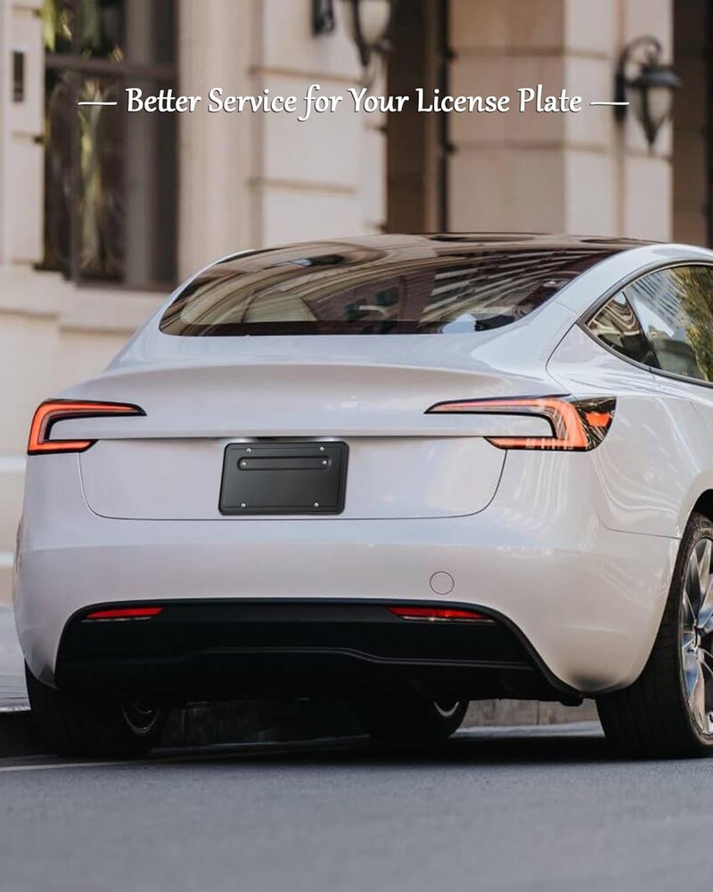 حامل لوحة الترخيص الخلفي لسيارة Tesla Model Y وModel 3، إطارات حامل لوحة الترخيص الخلفية مع براغي وغطاء فتحة تهوية المقعد الخلفي، طقم تركيب اللوحة الخلفية هيكل معزز ومتين - Image 2
