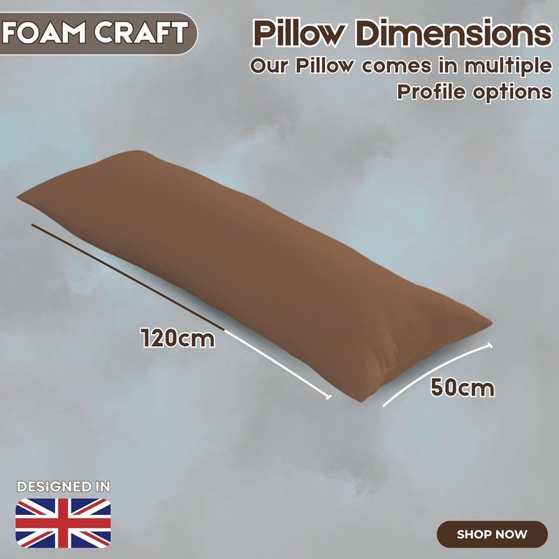 FOAM CRAFT Full Body Long Pillow with Cotton Cover - 50 x 120 cm - Brown - Image 2