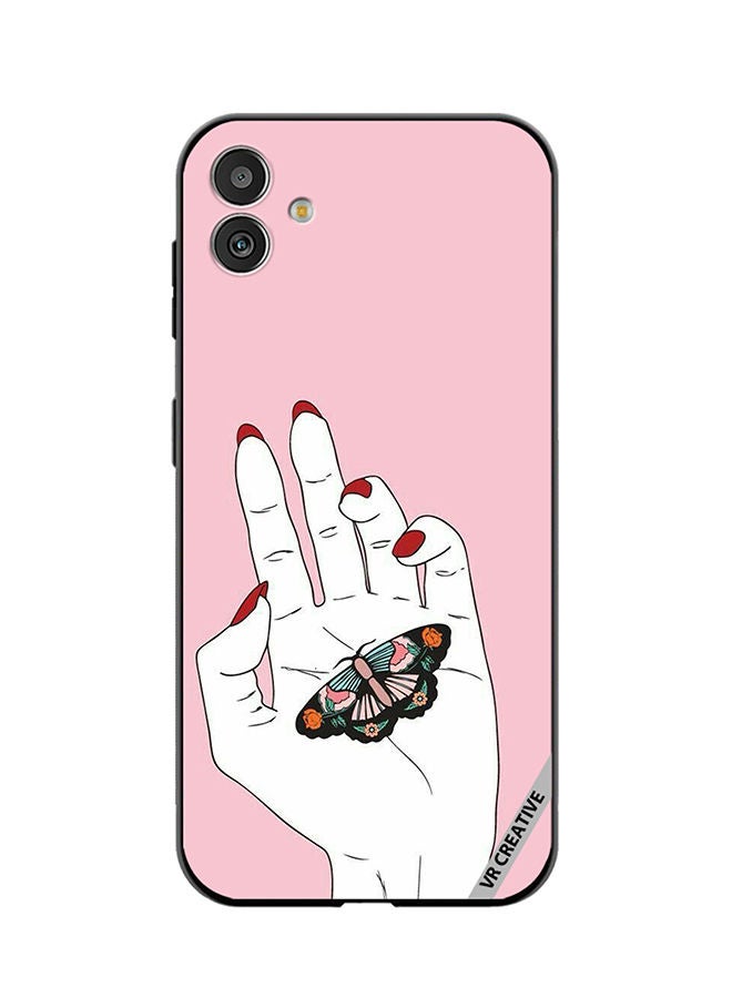 VR CREATIVE Protective Case Cover For Samsung Galaxy M13 5G Butterfly Siting In Hand Design Multicolour - Image 1