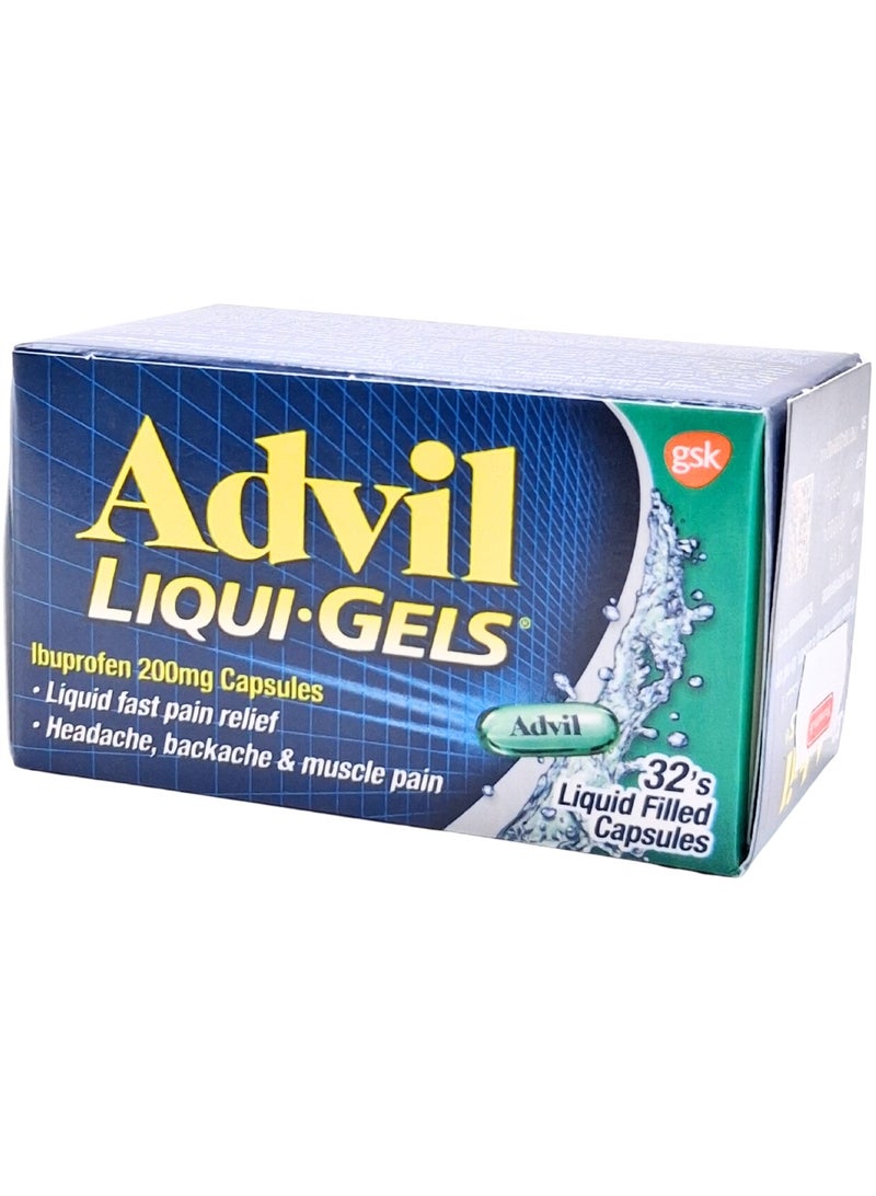 أدفيل سائل جل 200 مجم كبسولات ايبوبروفين (تسكين الآلام سريع المفعول ، 32 كبسولة) - Image 1