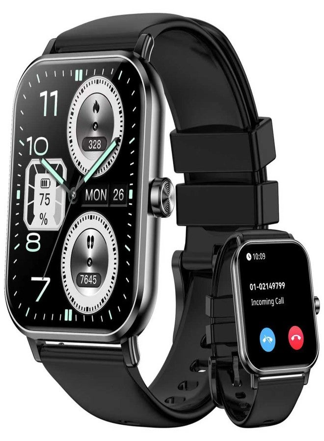 QONBINK Smart Watch with Bluetooth Call, 1.85'' Smart Watches for Men Women with 100+ Sport Modes, Fitness Tracker with Heart Rate, Sleep Monitor, IP68 Waterproof Fitness Watch (Black)