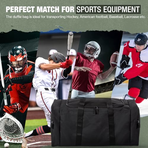Jetstream Heavy Duty Hockey Bag | Multi Pocket Travel Duffel Bag | Large Sports Gym Equipment with Water Repellency | Foldable Luggage Bag with Padded Handles For Camping (32 Inch, Black) - Image 4
