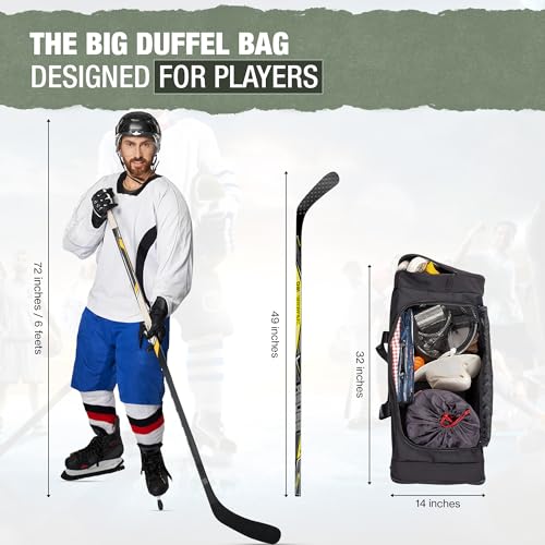 Jetstream Heavy Duty Hockey Bag | Multi Pocket Travel Duffel Bag | Large Sports Gym Equipment with Water Repellency | Foldable Luggage Bag with Padded Handles For Camping (32 Inch, Black) - Image 2