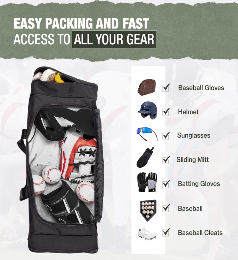 Jetstream Heavy Duty Hockey Bag | Multi Pocket Travel Duffel Bag | Large Sports Gym Equipment with Water Repellency | Foldable Luggage Bag with Padded Handles For Camping (32 Inch, Black) - Image 5