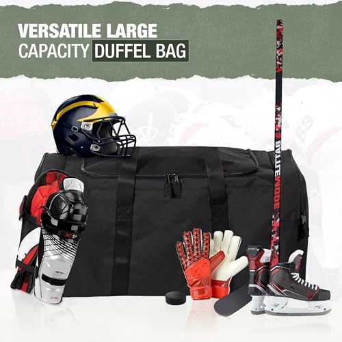 Jetstream Heavy Duty Hockey Bag | Multi Pocket Travel Duffel Bag | Large Sports Gym Equipment with Water Repellency | Foldable Luggage Bag with Padded Handles For Camping (32 Inch, Black) - Image 3