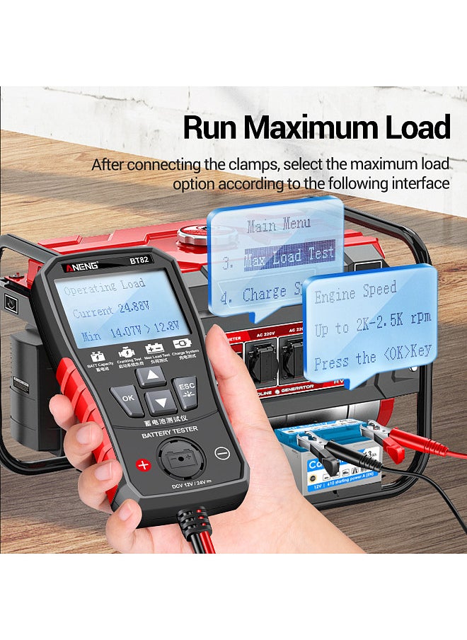 ANENG BT82 Car Battery Tester, 12V 24V Car Battery Analyzer Portable Digital Car Battery System Detector Auto Motorcycle Fault Testing Battery Tool  - Image 2