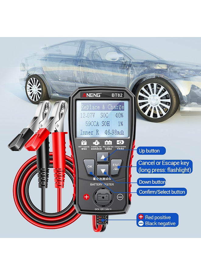 ANENG BT82 Car Battery Tester, 12V 24V Car Battery Analyzer Portable Digital Car Battery System Detector Auto Motorcycle Fault Testing Battery Tool  - Image 5
