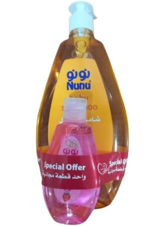 نونو شامبو من نونو بيبي للشعر الناعم، مهدئ ومرطب للشعر، آمن للأطفال، عبوتان سعة 750 مليلتر مع جل استحمام 100 مليلتر - Image 1
