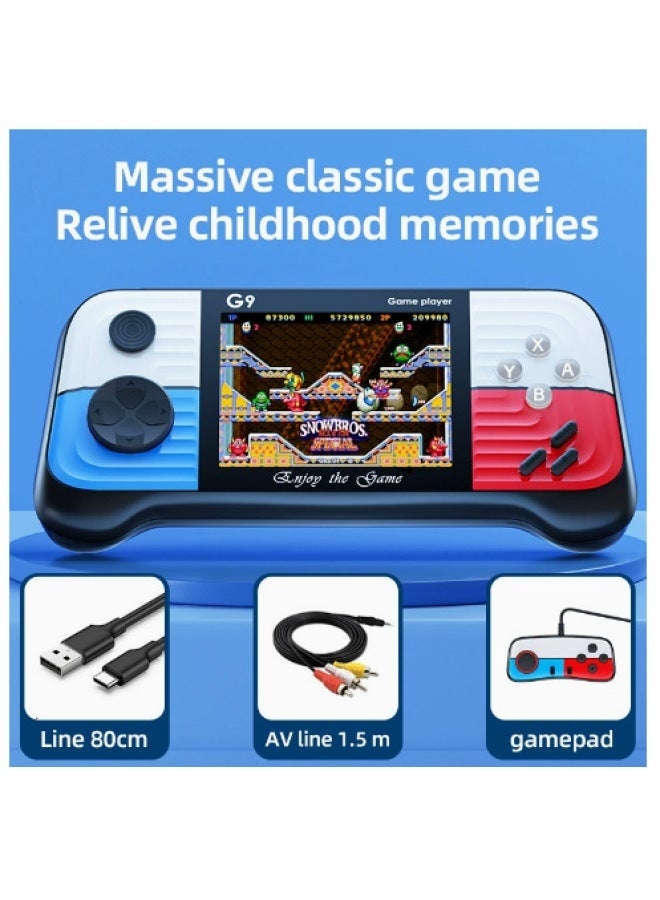 ELTRAZONE Portable Handheld Game Console G9, 666-in-1 Retro Arcade Games, Color Screen Video Game System, Single Handle Rocker, Dual Player Support, Rechargeable Mini Gaming Device Red/Blue - Image 1