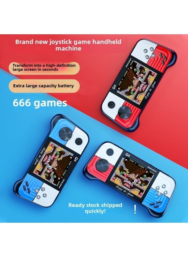ELTRAZONE Portable Handheld Game Console G9, 666-in-1 Retro Arcade Games, Color Screen Video Game System, Single Handle Rocker, Dual Player Support, Rechargeable Mini Gaming Device Red/Blue - Image 2