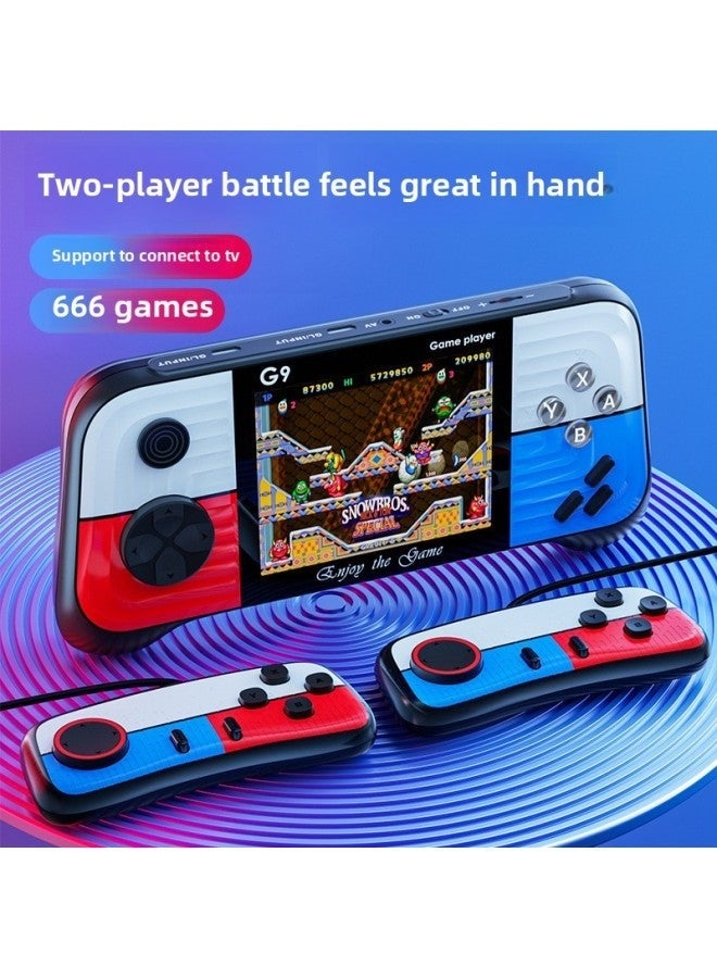 ELTRAZONE Portable Handheld Game Console G9, 666-in-1 Retro Arcade Games, Color Screen Video Game System, Single Handle Rocker, Dual Player Support, Rechargeable Mini Gaming Device Red/Blue - Image 5
