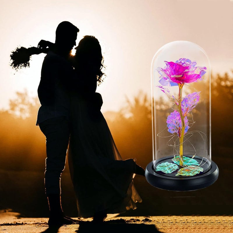 KN ENTERPRISE KN Beauty and The Beast Rose in Glass Dome Forever Rose Flower Kit Enchanted Galaxy Light Gifts for Women Girls Adults Mums on Valentine Mothers Day Wedding Anniversary Birthday - Image 3
