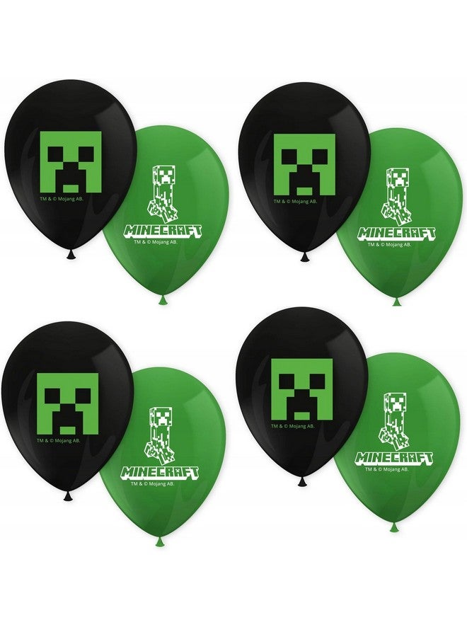 Procos بكج بالونات حفلة بروكوس ماينكرافت مكون من 8 بالونات بقطر 21 سم، مطبوعة، خضراء، سوداء، بالونات لاتكس، عيد ميلاد، زينة - Image 1