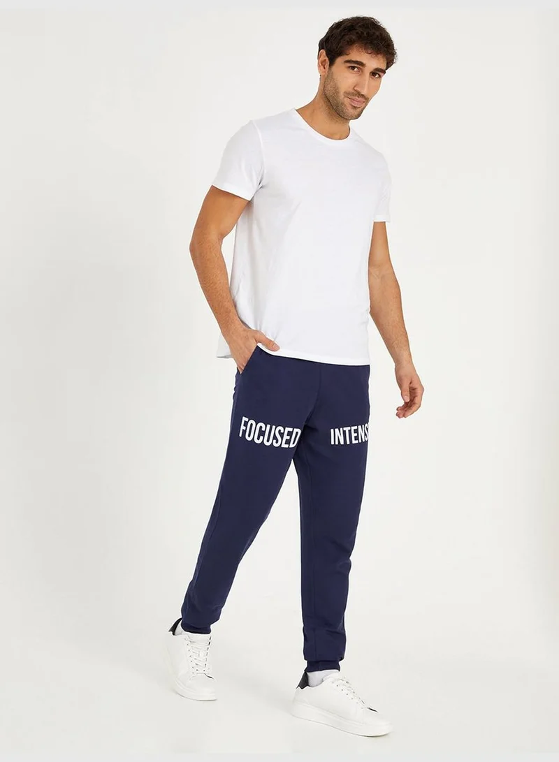 Styli Slogan Print Regular Jogger with Drawstring Detail