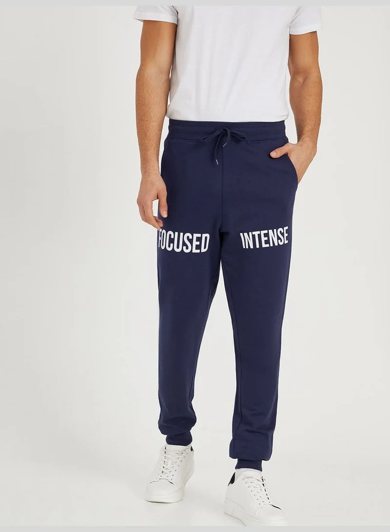 Styli Slogan Print Regular Jogger with Drawstring Detail