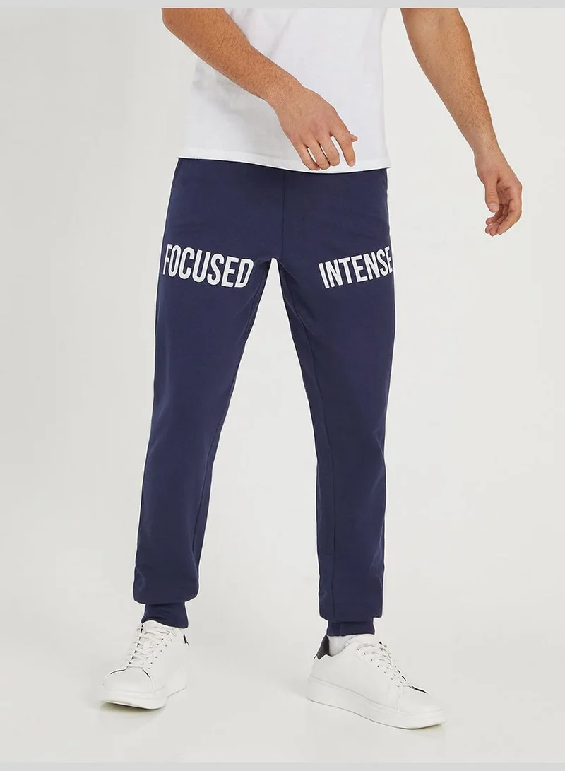 Styli Slogan Print Regular Jogger with Drawstring Detail