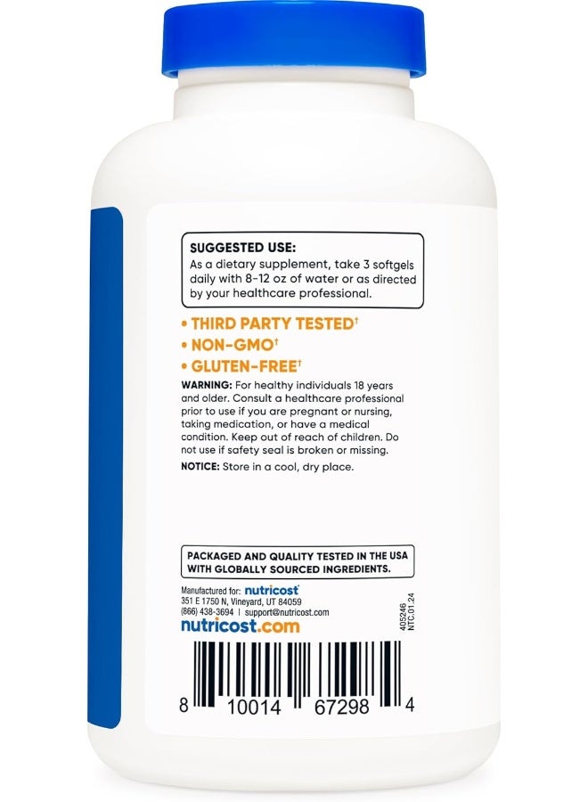 Nutricost Omega 3 Fish Oil - 2500mg, 120 Softgels (40 Serv) 1200mg EPA 850mg DHA  Non-GMO, Gluten Free - Image 4
