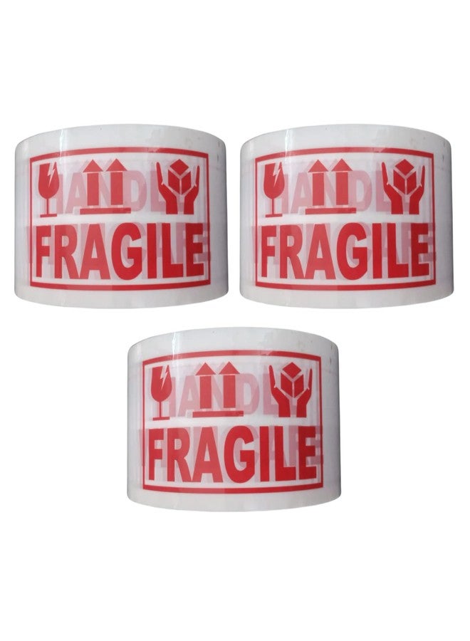 SINGHAL Handle with Care Fragile Tape Printed Tape Packaging Tape (3 Roll) 48mm X 65 Meter - Image 1