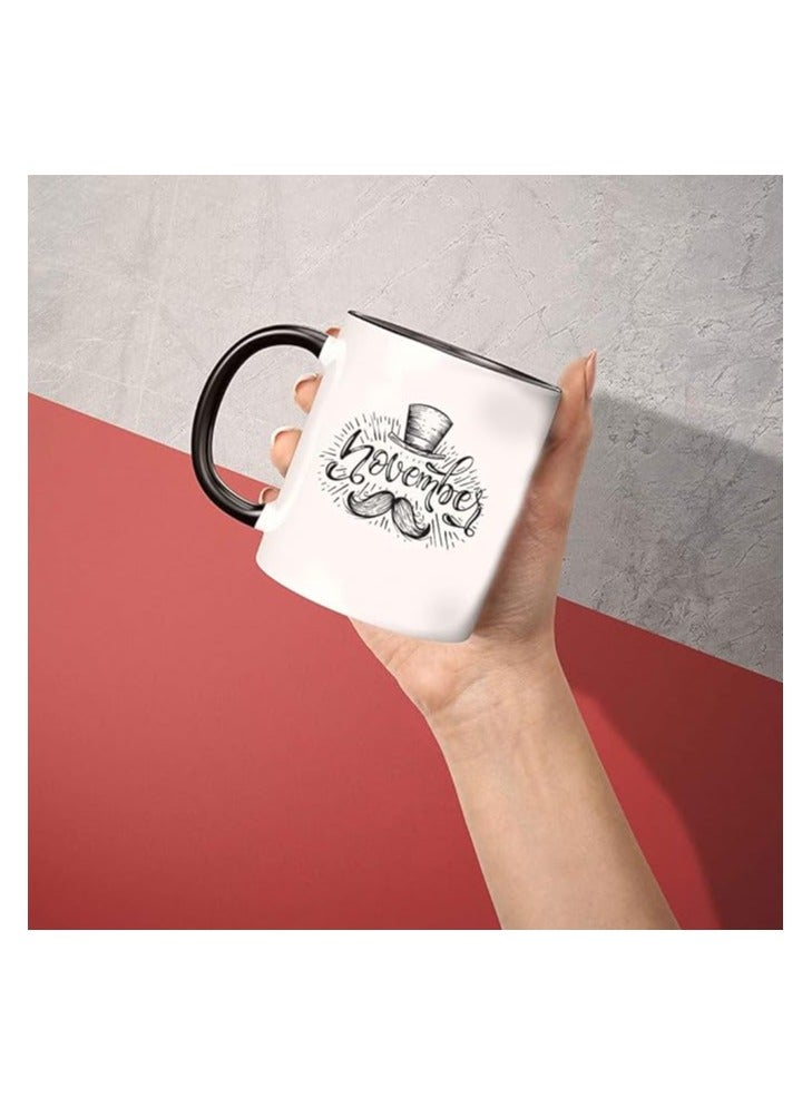 برينت شوب فور مي أكواب قهوة سيراميك للرجال من Movember، تحمل شعار سرطان البروستاتا، تحمل شعار التوعية الصحية، بتصميم شارب - Image 2