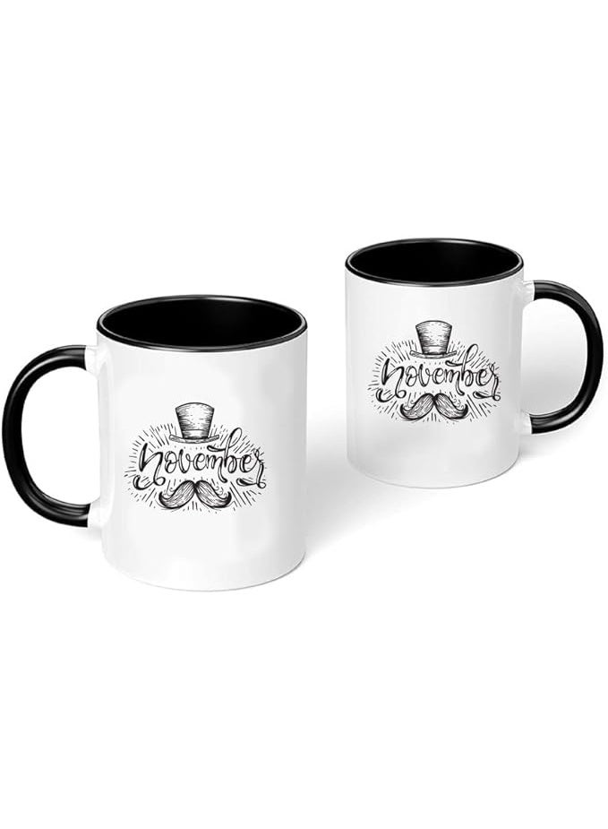 برينت شوب فور مي أكواب قهوة سيراميك للرجال من Movember، تحمل شعار سرطان البروستاتا، تحمل شعار التوعية الصحية، بتصميم شارب - Image 3