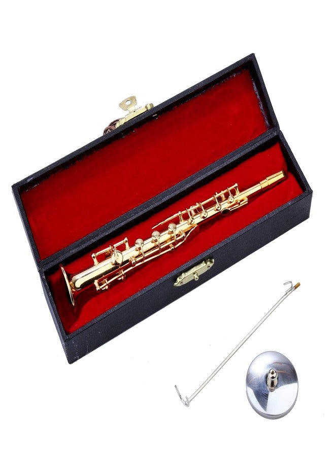 Dselvgvu Miniature Soprano Saxophone with Stand and Case Brass Mini Musical Instrument Soprano Saxophone Replica Collectible Figurines Model Birthday Gifts Home Decoration Display Ornament (6.11") - Image 3