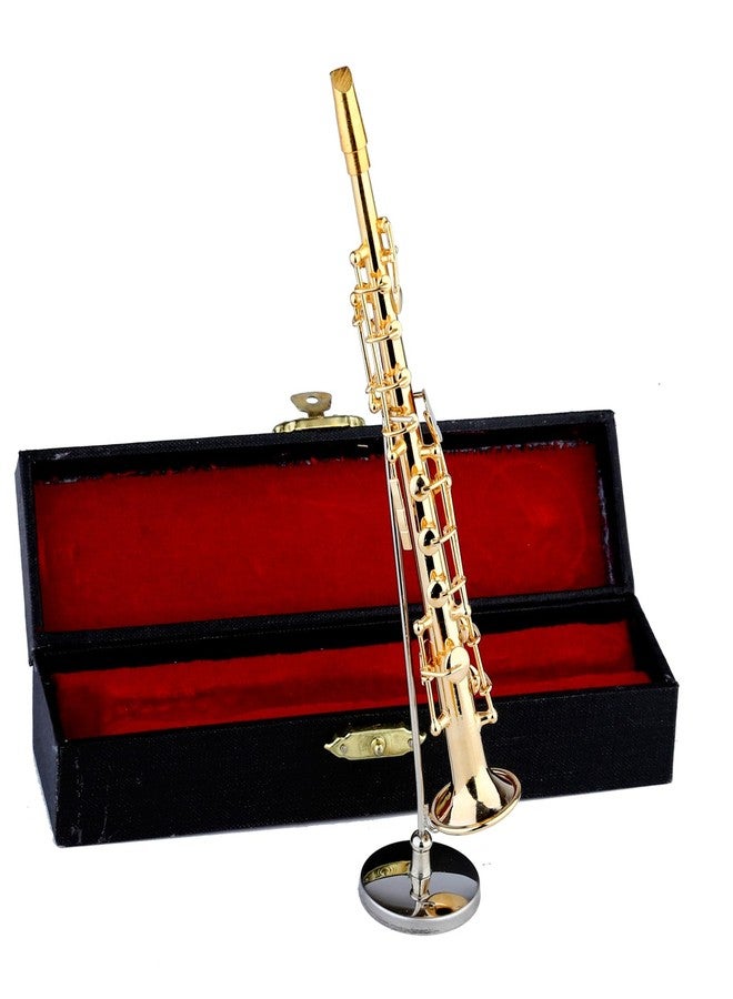 Dselvgvu Miniature Soprano Saxophone with Stand and Case Brass Mini Musical Instrument Soprano Saxophone Replica Collectible Figurines Model Birthday Gifts Home Decoration Display Ornament (6.11") - Image 1