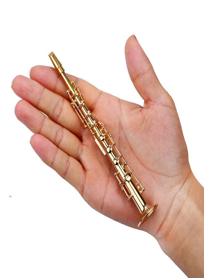 Dselvgvu Miniature Soprano Saxophone with Stand and Case Brass Mini Musical Instrument Soprano Saxophone Replica Collectible Figurines Model Birthday Gifts Home Decoration Display Ornament (6.11") - Image 2