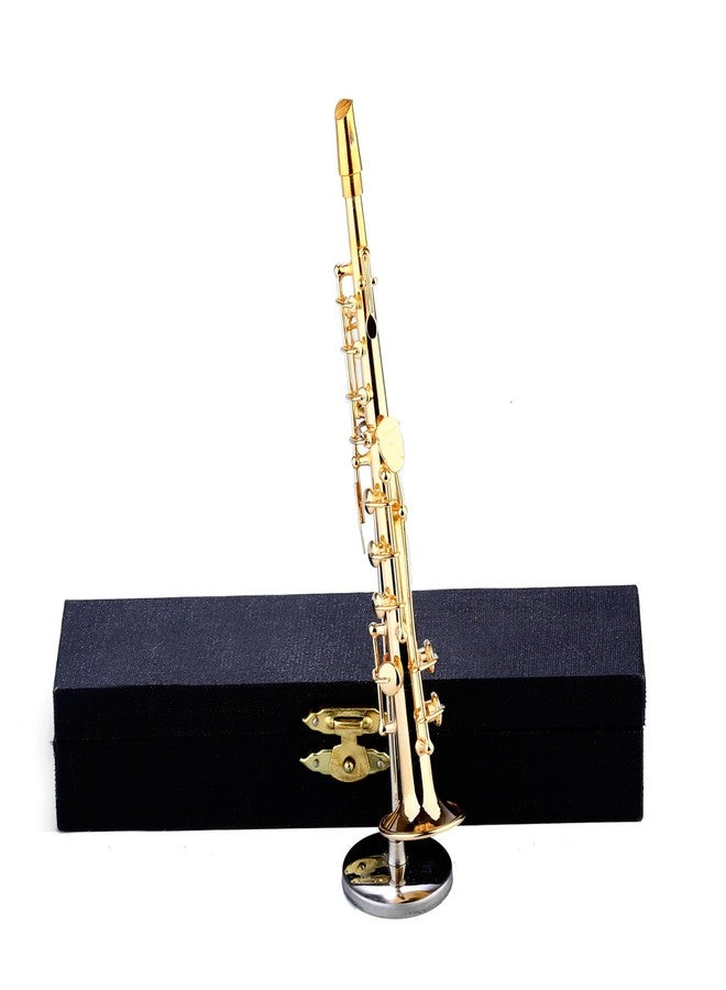 Dselvgvu Miniature Soprano Saxophone with Stand and Case Brass Mini Musical Instrument Soprano Saxophone Replica Collectible Figurines Model Birthday Gifts Home Decoration Display Ornament (6.11") - Image 4