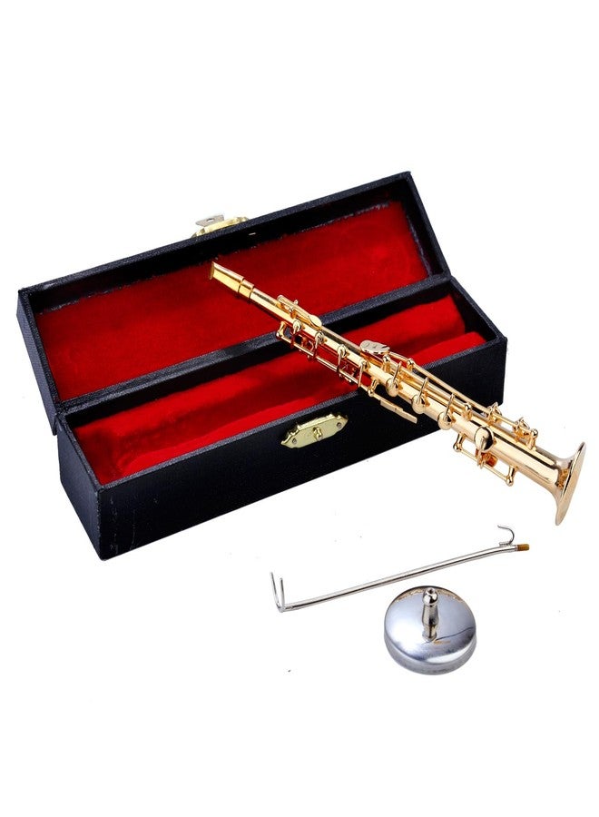 Dselvgvu Miniature Soprano Saxophone with Stand and Case Brass Mini Musical Instrument Soprano Saxophone Replica Collectible Figurines Model Birthday Gifts Home Decoration Display Ornament (6.11") - Image 5