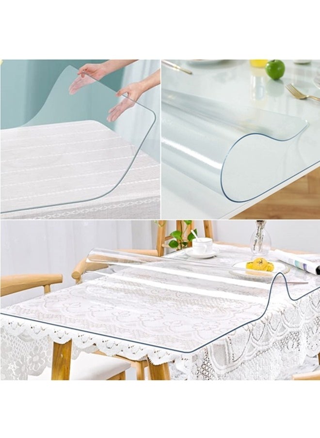 Clear Table Protector,1.5mm Thick Rectangular Clear Desk Pad Mat,Plastic Table Cover,PVC Clear Desk Cover Protector,Non-Slip Desk Pad, Table Protector For Dining Room Table,Office